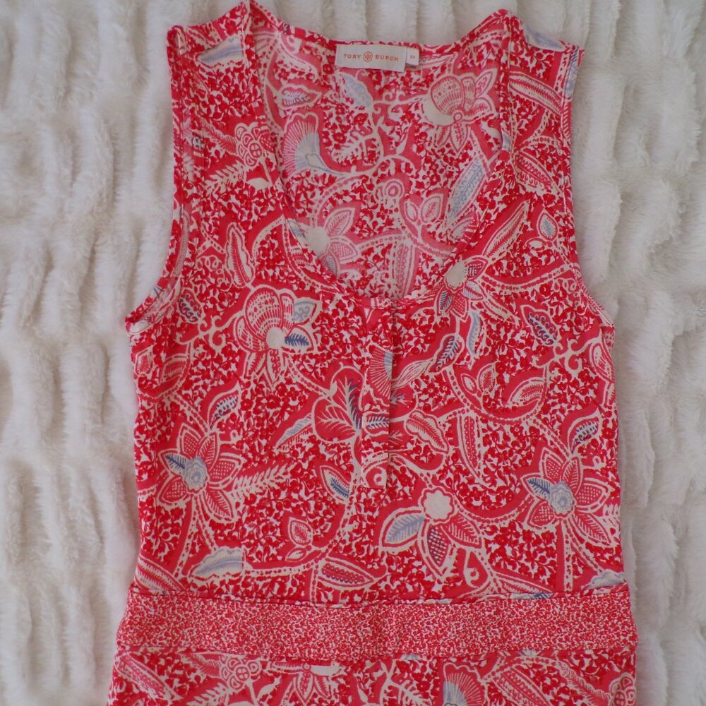 NWOT Tory Burch floral orange silk dress S - Picture 4 of 11